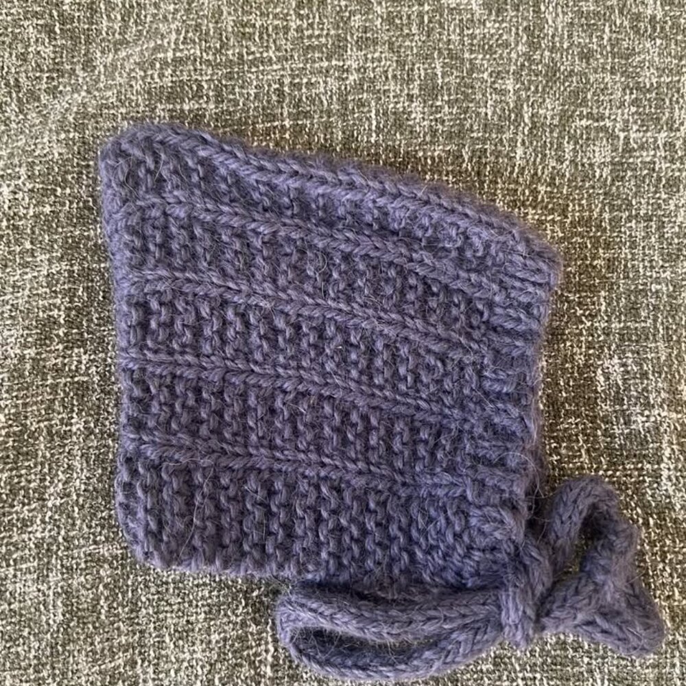 Handknit Wool Pixie Baby Bonnet